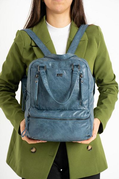 Baginn Rucsac retro femei Y.S.Leather cu buzunare multiple Utilizare funcțională Piele artificială vegană 30*25 Cm