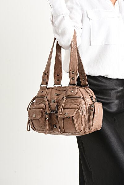 Baginn Y.S.Deri Kadın Omuz Çantası Vegan Deri Çok Cepli Çapraz Askılı  Çantas...