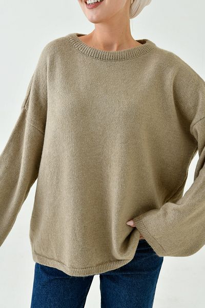 WOMAN VISION Pulover Hijab din tricotaje supradimensionate din nurcă - Decolteu, mânecă lungă, mânecă spaniolă - Cu umăr 4091
