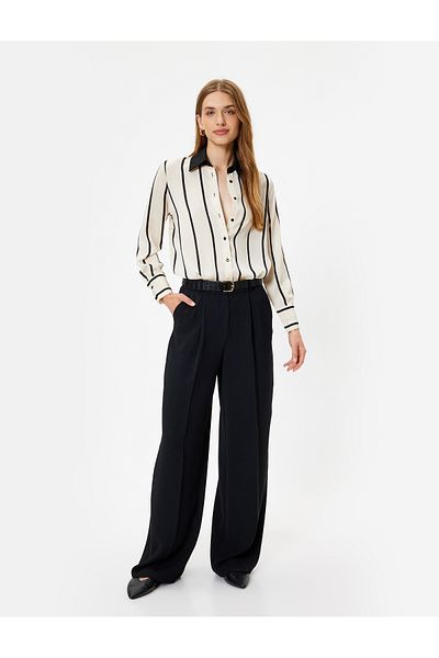 Koton Color Contrast Long Sleeve Classic Shirt