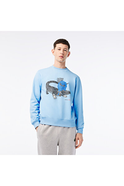 Lacoste x Netflix Erkek Mavi Sweatshirt