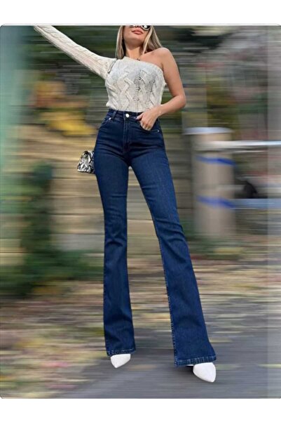 LİMABEL Bella Spanish High Waist Colorfast Dark Blue Jeans