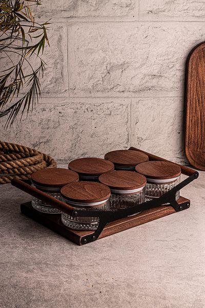 Snippy Bella Grade Round 6-Piece Glass Snack Bowl - Wooden Vacuum, Tray and Breakfast Bowl 235 ml