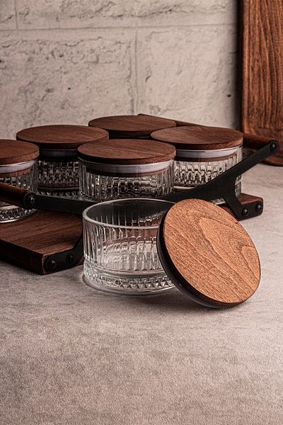 Snippy Bella Grade Round 6-Piece Glass Snack Bowl - Wooden Vacuum, Tray and Breakfast Bowl 235 ml