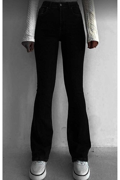 LİMABEL Arya Spanish Spaghetti Jeans Colorfast Black Spaghetti Jeans High Waist Jeans