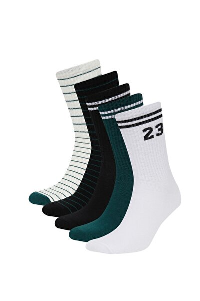 DeFacto Șosete lungi din bumbac, confortabile, elastice, 5 piese C6688axns