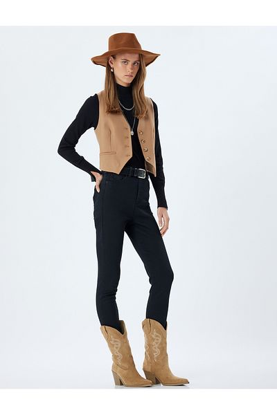 Koton Jeans mit hoher Taille und Skinny-Fit – Jeans mit schmalem Bein und Knopftasche