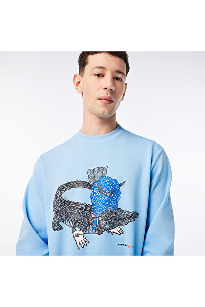 Lacoste x Netflix Erkek Mavi Sweatshirt