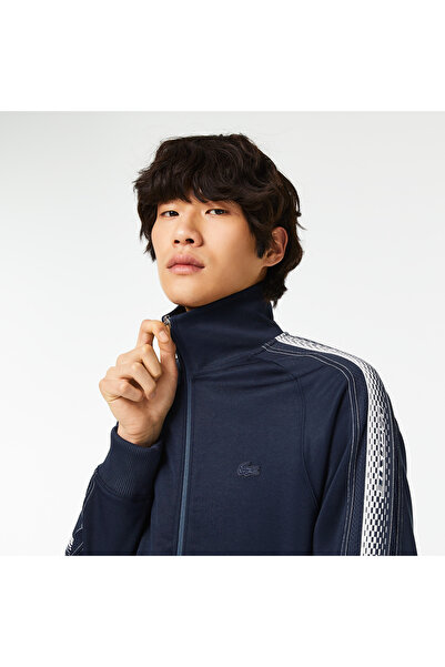 Lacoste Erkek Regular Fit Fermuarlı Baskılı Lacivert Sweatshirt