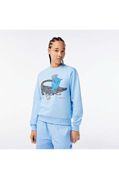 Lacoste x Netflix Kadın Mavi Sweatshirt
