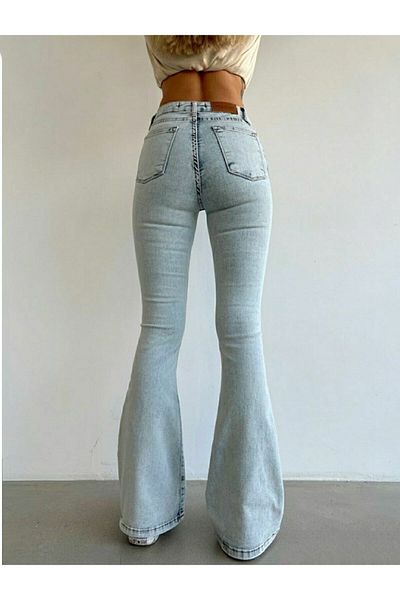 LİMABEL Ισπανικό ψηλόμεσο Colorfast Blue Snow Jeans
