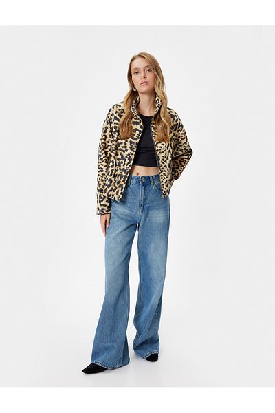 Koton Bunda se stojatým límečkem na zip se leopardím vzorem