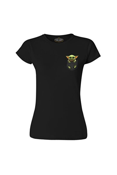 Lord T-Shirt بيبي يودا - تيشيرت نسائي أسود بجيب