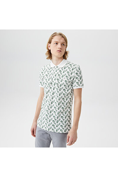Lacoste Erkek Slim Fit Desenli Beyaz Polo
