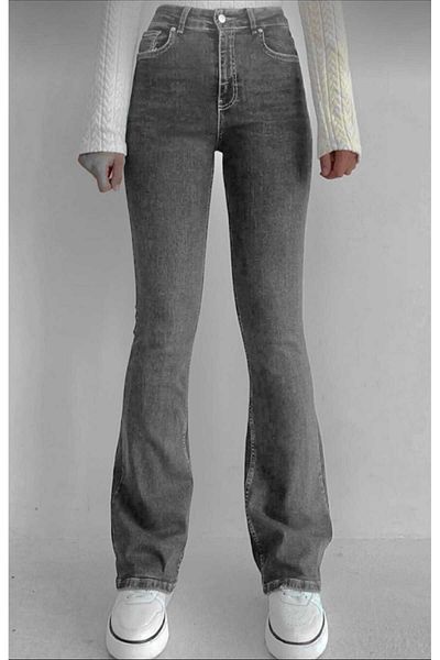 LİMABEL Arya Spanish Spaghetti Jeans Colorfast Smoked Snow Wash Spanish Jeans High Waist Jeans