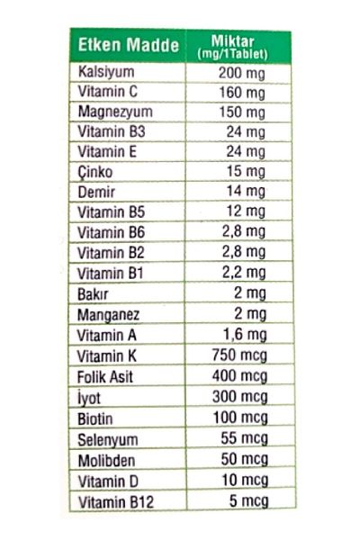 LedaPharma Multivitamin Mineral 30 Tablets (CALCIUM MAGNEZIUM ZINCO IRON ETC.)