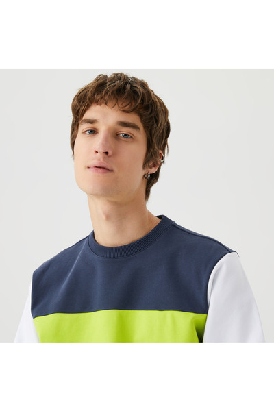 Lacoste Erkek Relaxed Fit Bisiklet Yaka Baskılı Lacivert Sweatshirt