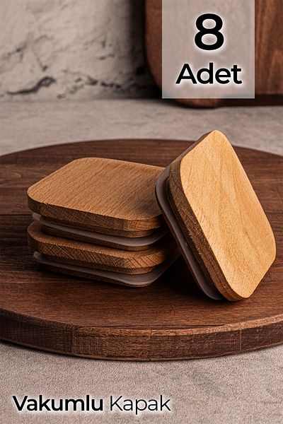 Snippy Bella Milla 8-Piece Elysia Soft Square Wooden Vacuum Lid - Timeless Compatible