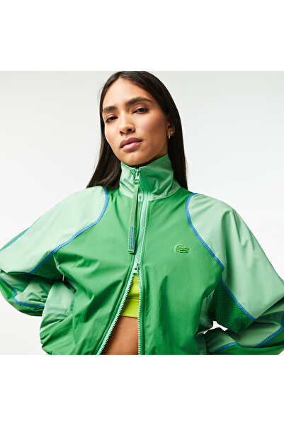 Lacoste Active Kadın Dik Yaka Renk Bloklu Yeşil Ceket