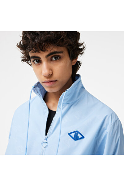 Lacoste x Netflix Kadın Dik Yaka Monogram Açık Mavi Ceket