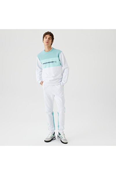 Lacoste Erkek Relaxed Fit Bisiklet Yaka Baskılı Beyaz Sweatshirt