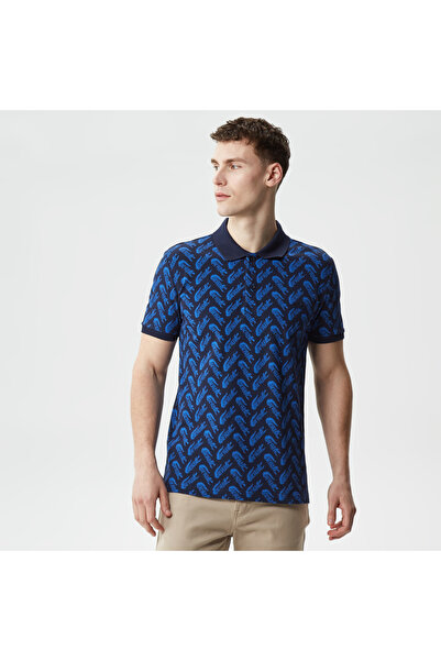Lacoste Erkek Slim Fit Desenli Lacivert Polo