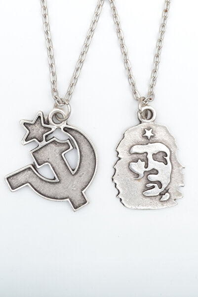 Genel Markalar 2'li Che Guevare - Orak Çekiç Gümüş Kaplama Unisex Düz Zincir ...