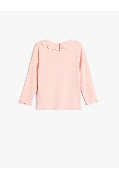 Koton Frilly Crew Neck Long Sleeve Cotton T-Shirt