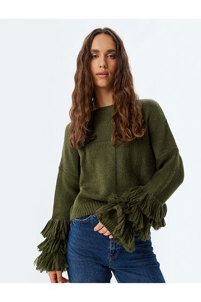 Koton Colorful Knitwear Sweater - Crew Neck and Tassel Detail
