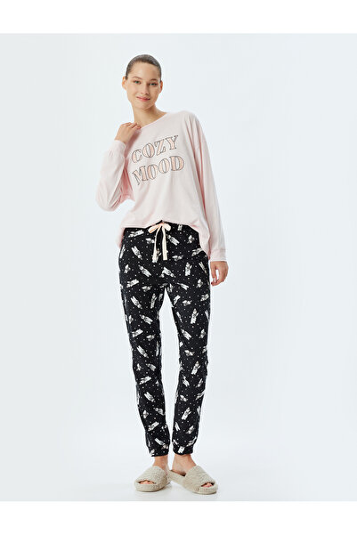 Koton Bavlněný pohodlný střih - Pletená sada pyžama s potiskem ledního medvěda