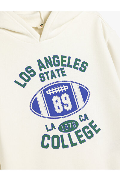 Koton Λος Άντζελες εμπριμέ φούτερ με κουκούλα με ραβδώσεις