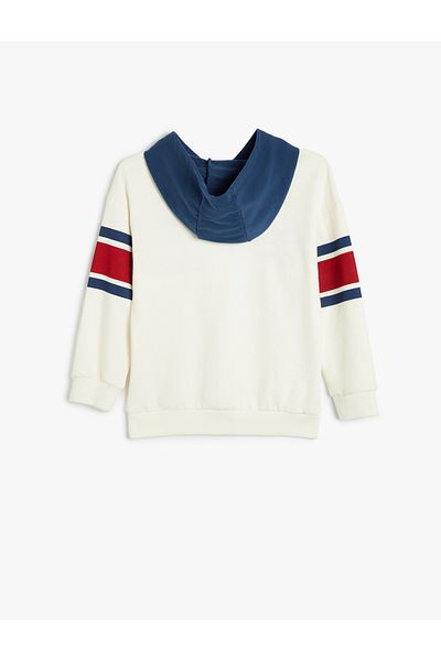 Koton Long Sleeve Hooded Cotton Hooded College Printed Sweatshirt