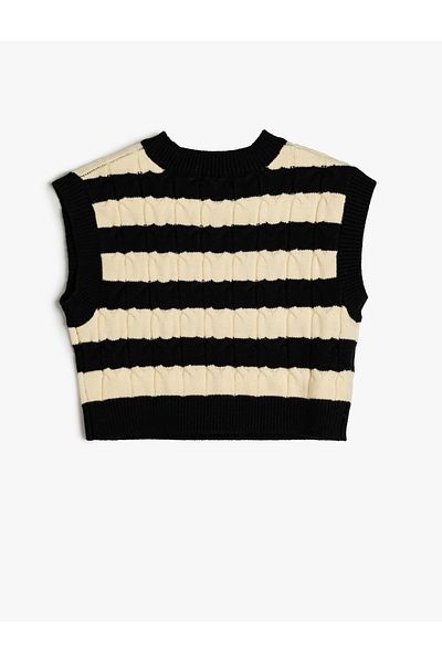 Koton Kerek nyakú Crop pulóver - texturált ujjatlan