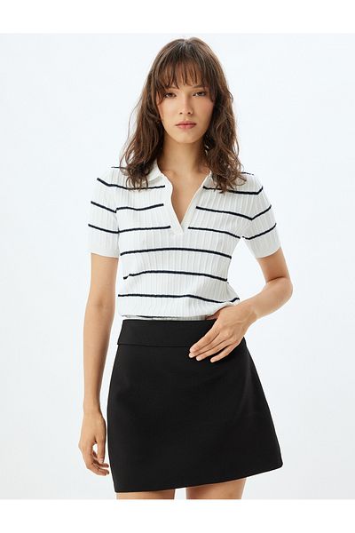 Koton Polo Knitwear Sweater Short Sleeve Textured