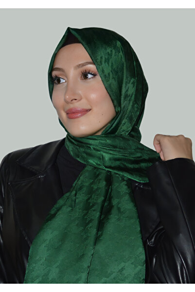 Silk Pearl Emerald Houndstooth Jacquard Shawl