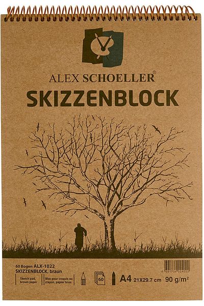 Alex Schoeller Bloc de schiță Kraft A4 cu spirală laterală și superioară 90 Gr. 60 Yp.