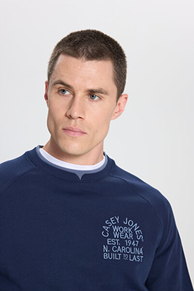 WRANGLER Regular Fit Normal Kesim Bisiklet Yaka %100 Pamuk Lacivert Sweatshirt