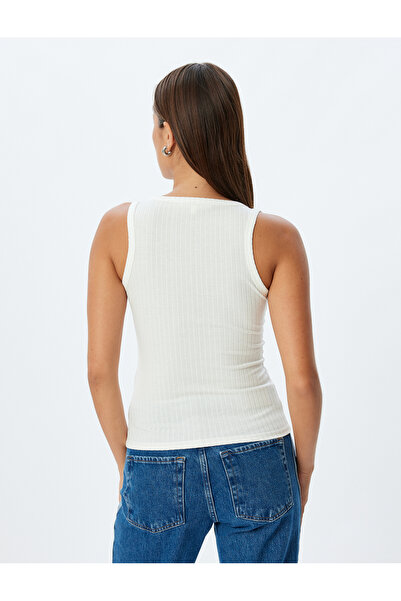 Koton V-Neck Textured Snap Button Slim Fit Athlete