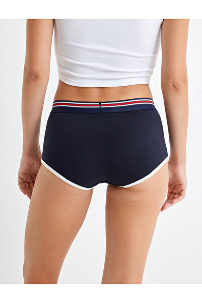 Koton High Waist Hipster Panties - Printed and Color Contrast Ribbed