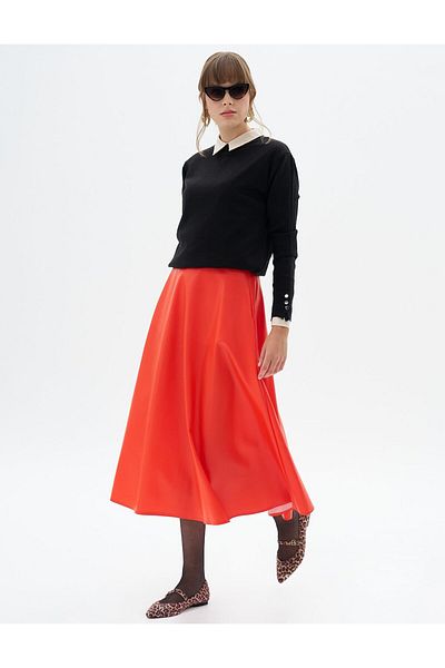 Kayra High Waist Coral Faux Leather Skirt
