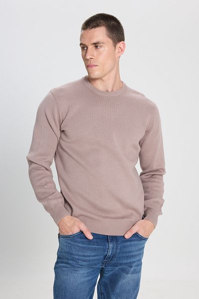 WRANGLER Regular Fit Regular Cut Crew Neck Mink Knitwear Sweater