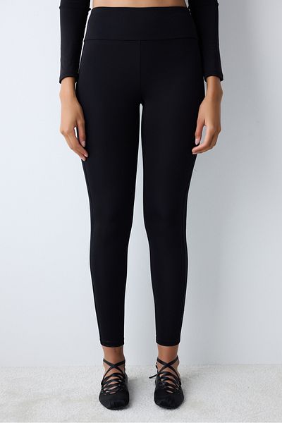 Penti Schwarze Leggings mit hoher Taille und seitlichem Detail