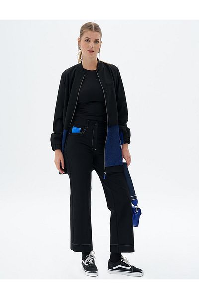 Kayra Black Stitched Punto Trousers