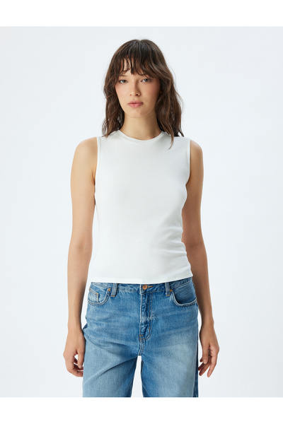 Koton Viscose Fabric Crew Neck Slim Fit Crew Neck Corded Athlete