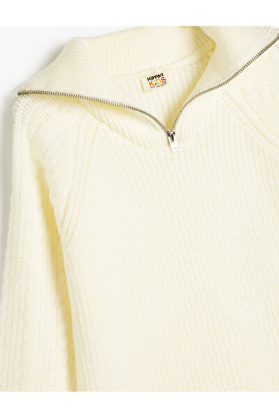 Koton Volný střih – pletený svetr s polovičním zipem