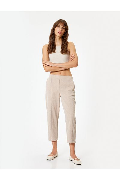 Koton Pocketed Short Leg Ribbed Carrot Cut Trousers