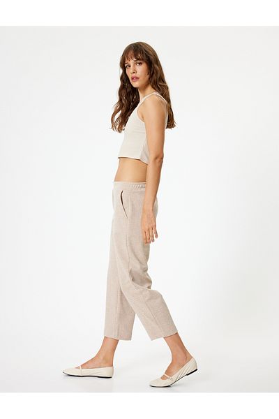 Koton Pocketed Short Leg Ribbed Carrot Cut Trousers
