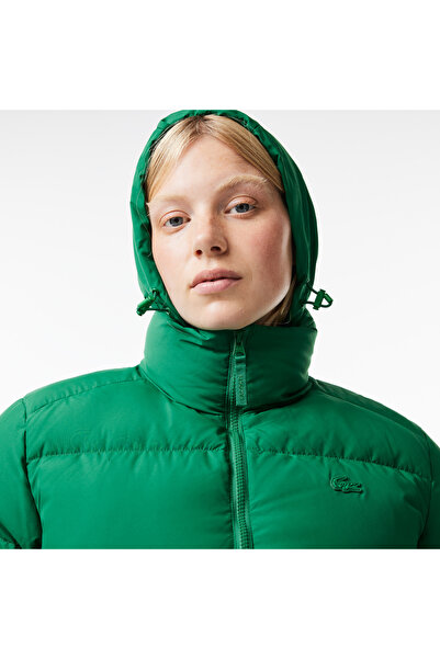 Lacoste Kadın Kapüşonlu Kapitone Yeşil Mont