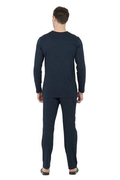 Damat Σετ πιτζάμες Ds Damat Regular Fit Cotton K.ΣΚΟΥΡΟ ΜΠΛΕ