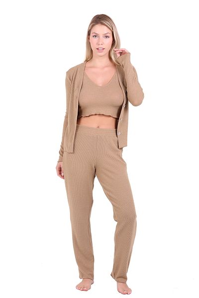 uandm U&me Ribbed Crop 3 Pieces TkCamel